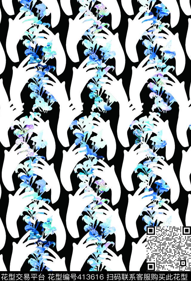时尚潮流手花卉传统印花华亿平台下载（图片编号: 413616） - 瓦栏（Walan）