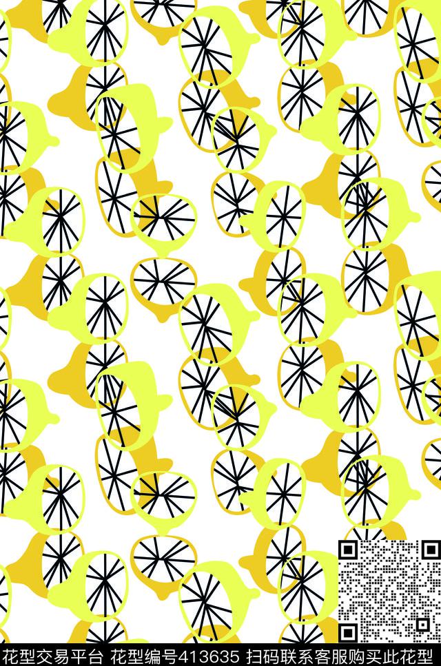 可爱清新柠檬水果传统印花华亿平台下载（图片编号: 413635） - 瓦栏（Walan）