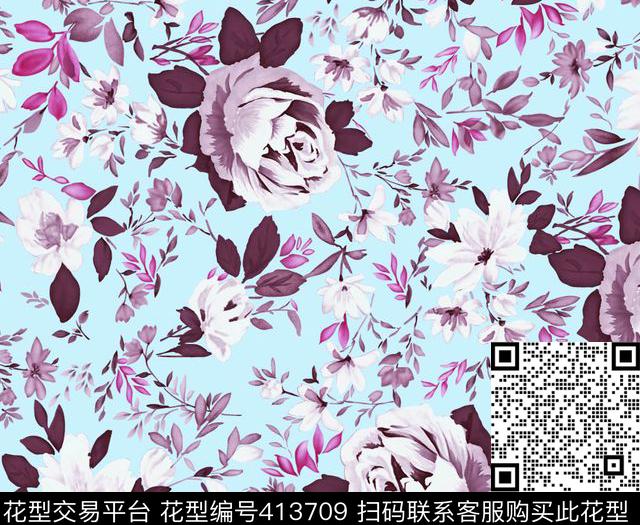 传统花草传统印花华亿平台下载（图片编号: 413709） - 瓦栏（Walan）