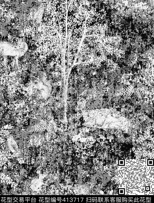 抽象花鸟动物植物传统印花华亿平台下载（图片编号: 413717） - 瓦栏（Walan）
