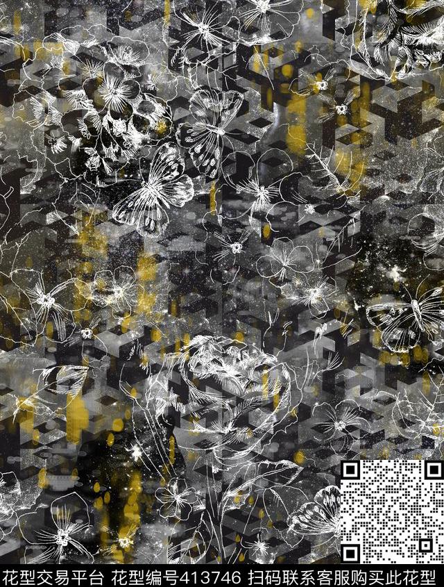 抽象动物几何数码印花华亿平台下载（图片编号: 413746） - 瓦栏（Walan）