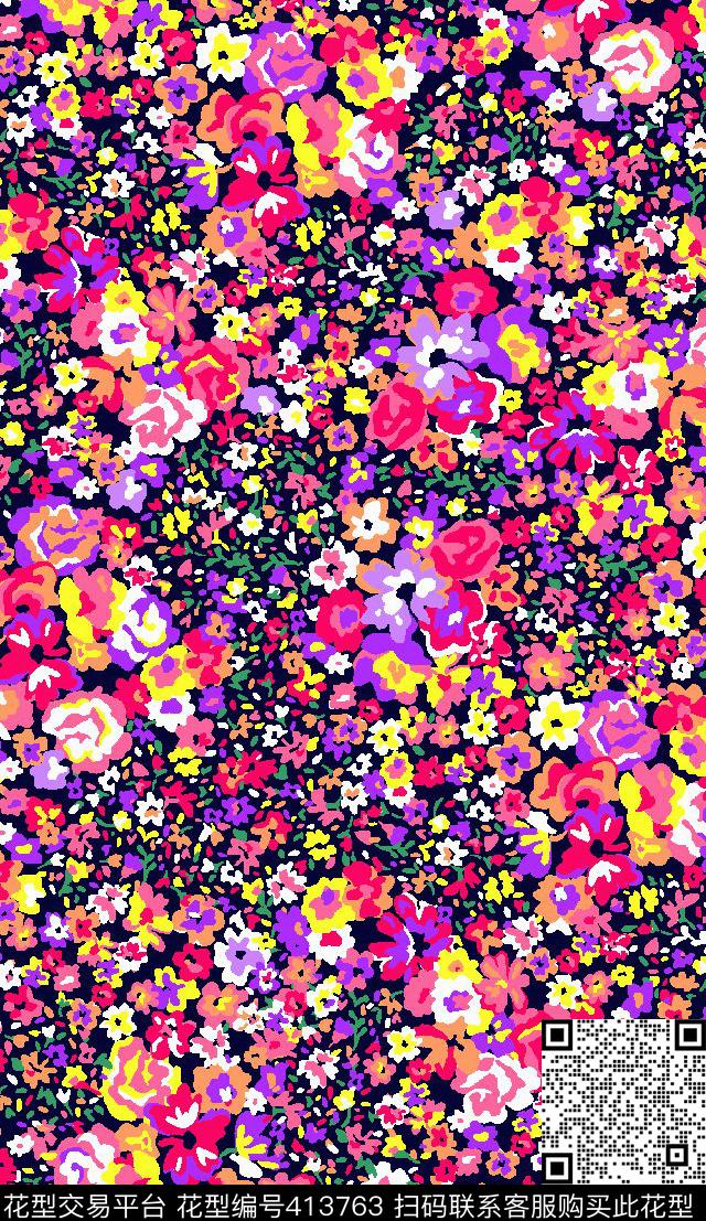 时尚小碎花面料华亿平台传统印花华亿平台下载（图片编号: 413763） - 瓦栏（Walan）