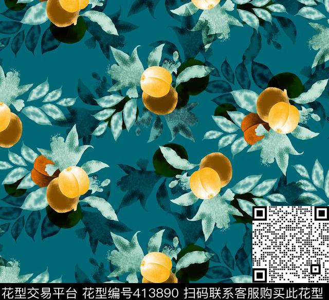 甜美清新水果数码印花华亿平台下载（图片编号: 413890） - 瓦栏（Walan）