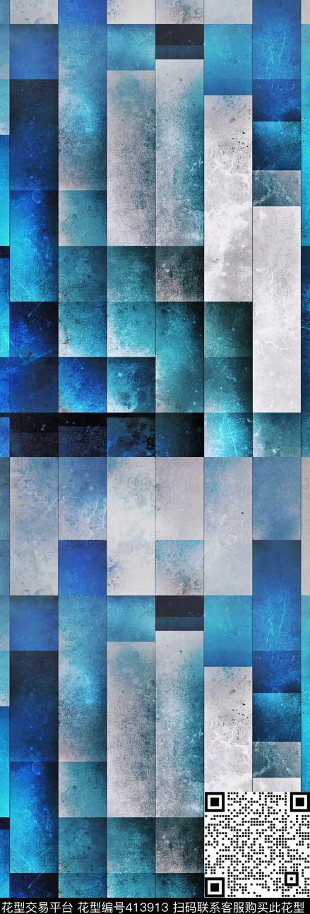 方蓝色梦幻数码印花华亿平台下载（图片编号: 413913） - 瓦栏（Walan）