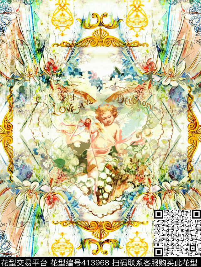欧式宗教花边数码印花华亿平台下载（图片编号: 413968） - 瓦栏（Walan）