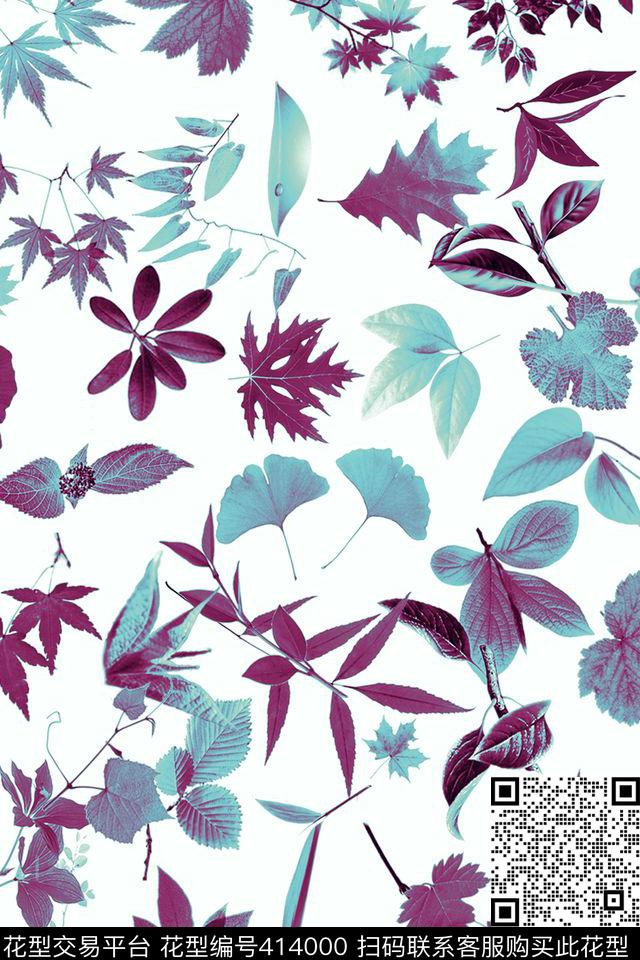 休闲植物乱花数码印花华亿平台下载（图片编号: 414000） - 瓦栏（Walan）