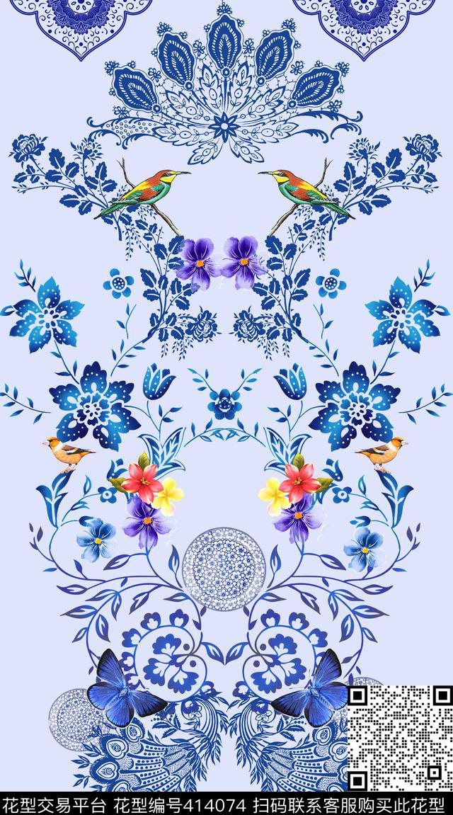 民族风中国风青花瓷传统印花华亿平台下载（图片编号: 414074） - 瓦栏（Walan）