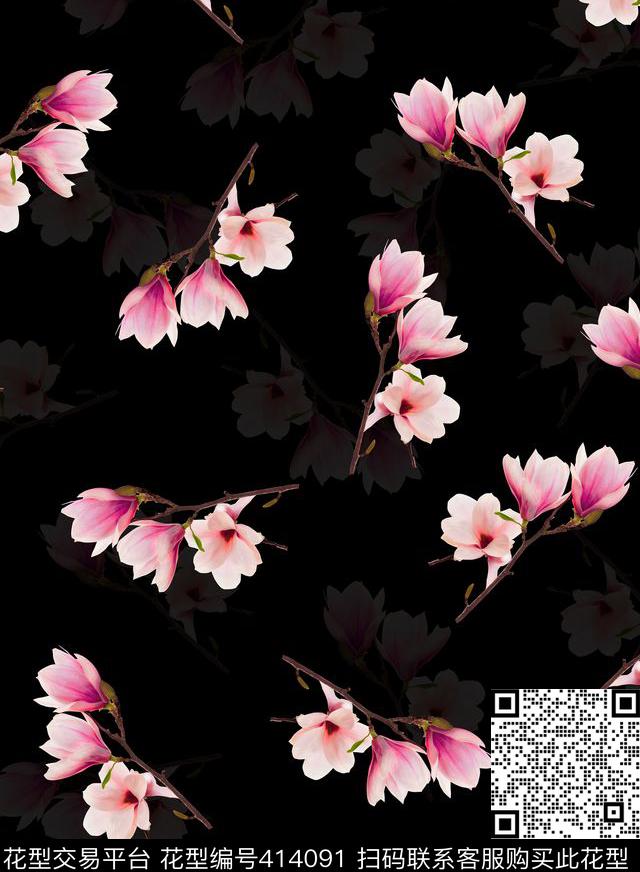 花欧美风格秋冬数码印花华亿平台下载（图片编号: 414091） - 瓦栏（Walan）