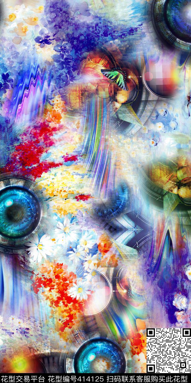 几何圆花数码印花华亿平台下载（图片编号: 414125） - 瓦栏（Walan）