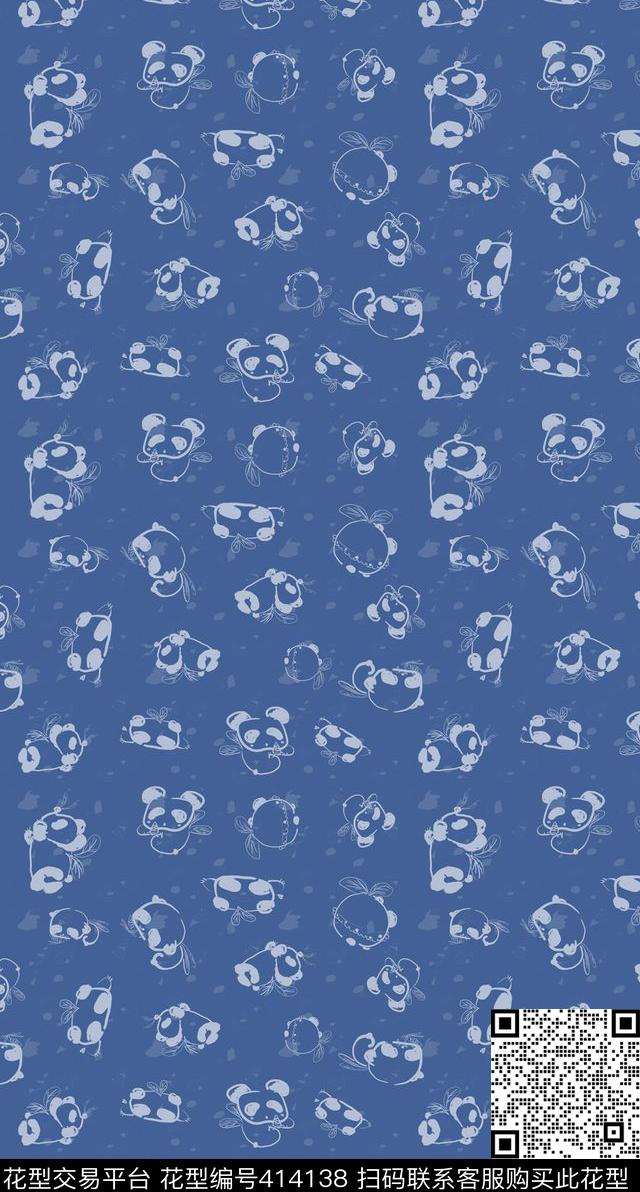 民族风牛仔熊猫传统印花华亿平台下载（图片编号: 414138） - 瓦栏（Walan）