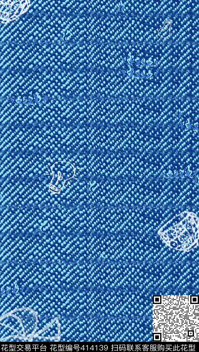 抽象牛仔针织布传统印花华亿平台下载（图片编号: 414139） - 瓦栏（Walan）