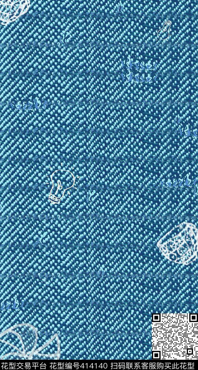 抽象牛仔针织布传统印花华亿平台下载（图片编号: 414140） - 瓦栏（Walan）