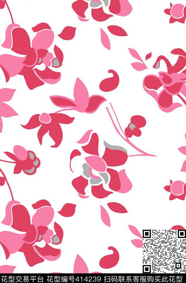 传统印花花卉儿童花卉传统印花华亿平台下载（图片编号: 414239） - 瓦栏（Walan）