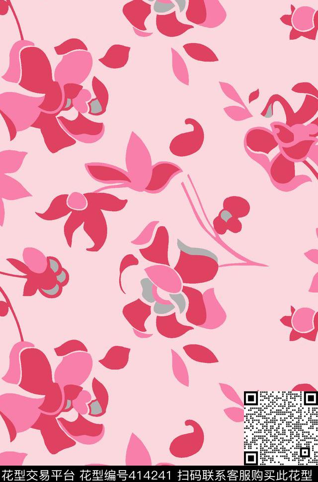 传统印花花卉儿童花卉传统印花华亿平台下载（图片编号: 414241） - 瓦栏（Walan）