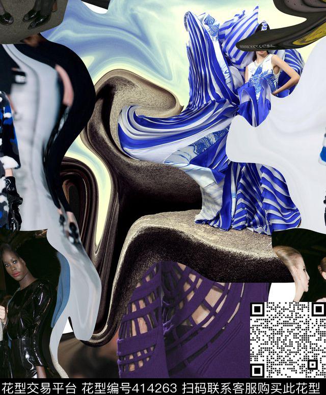 潮流抽象创意华亿平台数码印花华亿平台下载（图片编号: 414263） - 瓦栏（Walan）