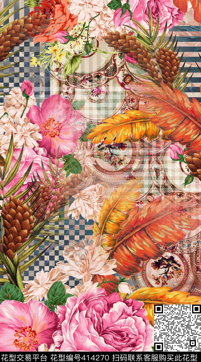 大华亿平台服装花卉数码印花华亿平台下载（图片编号: 414270） - 瓦栏（Walan）