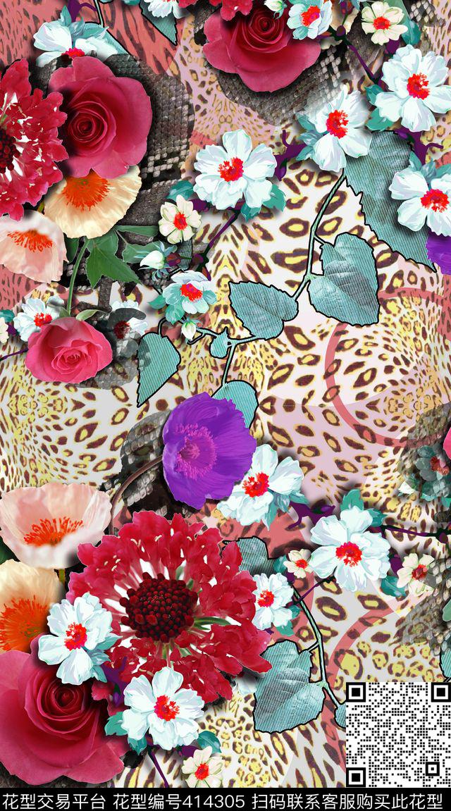 豹纹服装黄数码印花华亿平台下载（图片编号: 414305） - 瓦栏（Walan）