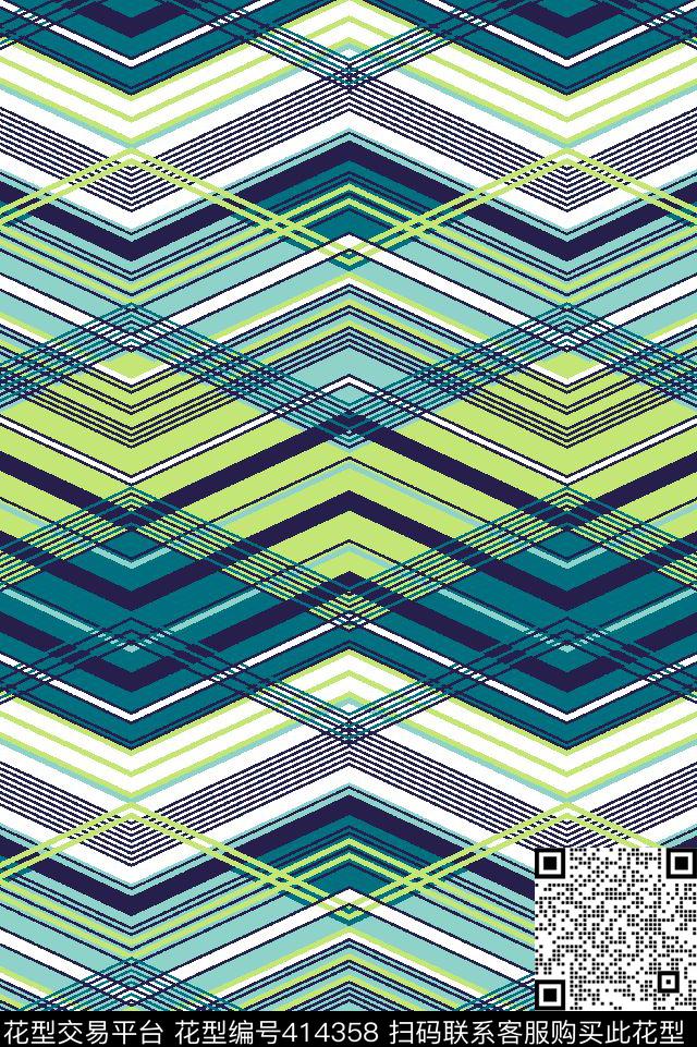 现代几何线面料华亿平台传统印花华亿平台下载（图片编号: 414358） - 瓦栏（Walan）