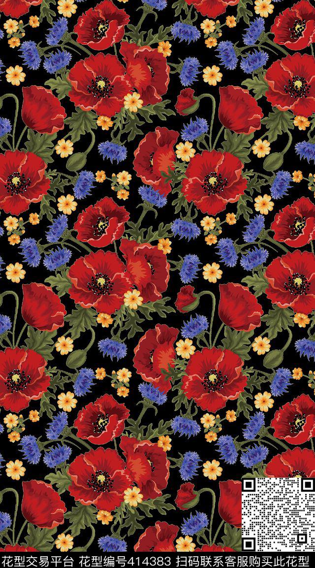花朵典雅花卉传统印花华亿平台下载（图片编号: 414383） - 瓦栏（Walan）