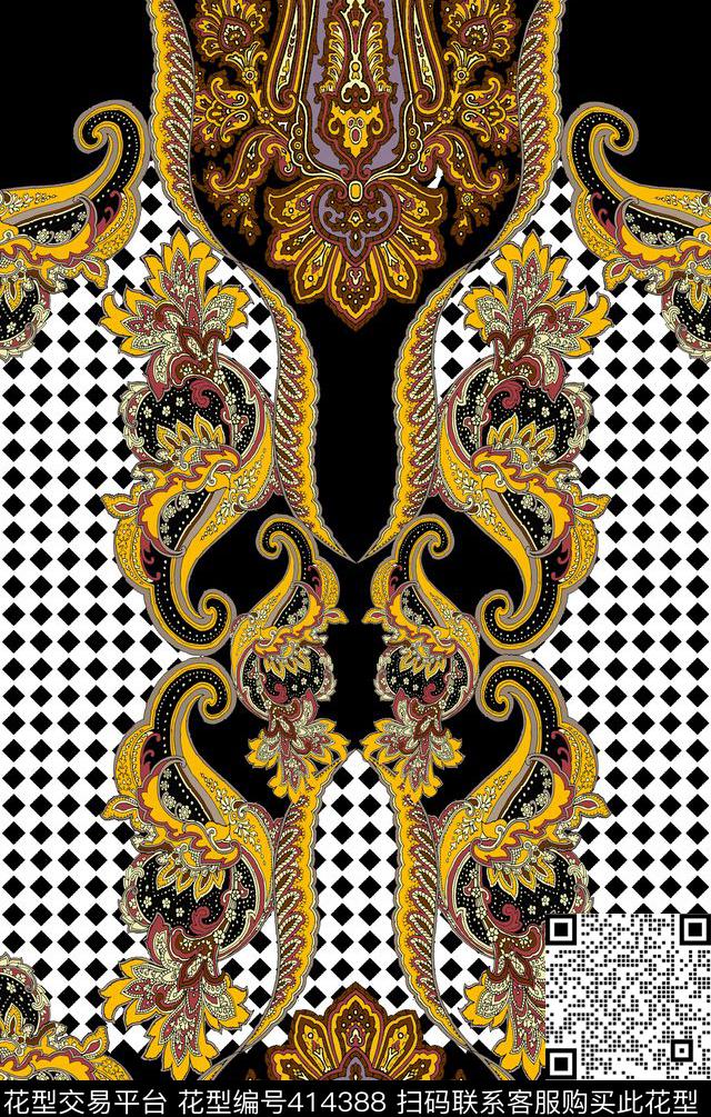 佩斯利涡旋纹腰果花传统印花华亿平台下载（图片编号: 414388） - 瓦栏（Walan）