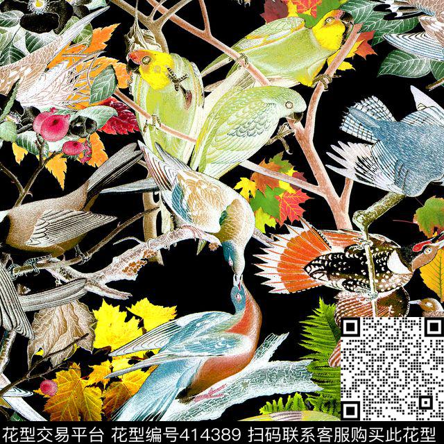 动物鸟时尚数码印花华亿平台下载（图片编号: 414389） - 瓦栏（Walan）