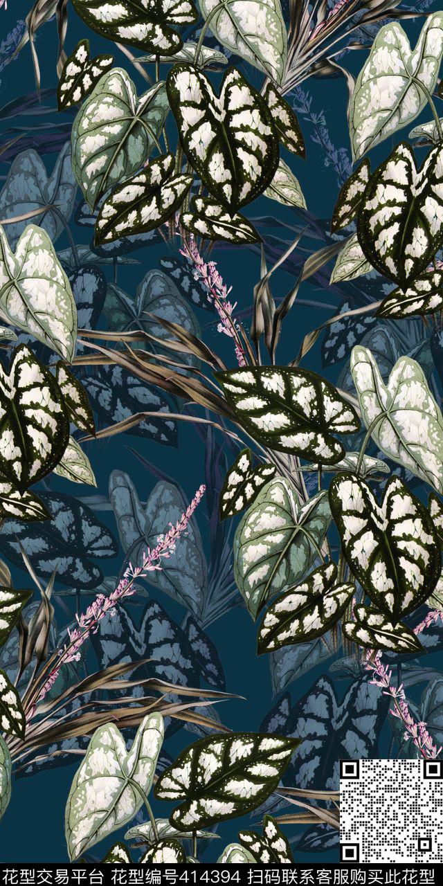 热带热带树叶数码印花华亿平台下载（图片编号: 414394） - 瓦栏（Walan）