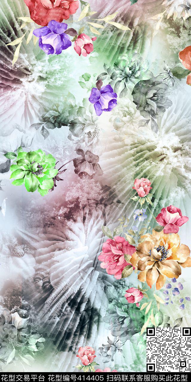 花卉花卉组合数码印花华亿平台下载（图片编号: 414405） - 瓦栏（Walan）