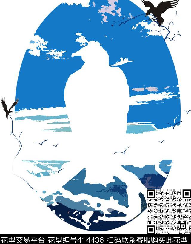 流行时尚鹰T恤传统印花华亿平台下载（图片编号: 414436） - 瓦栏（Walan）