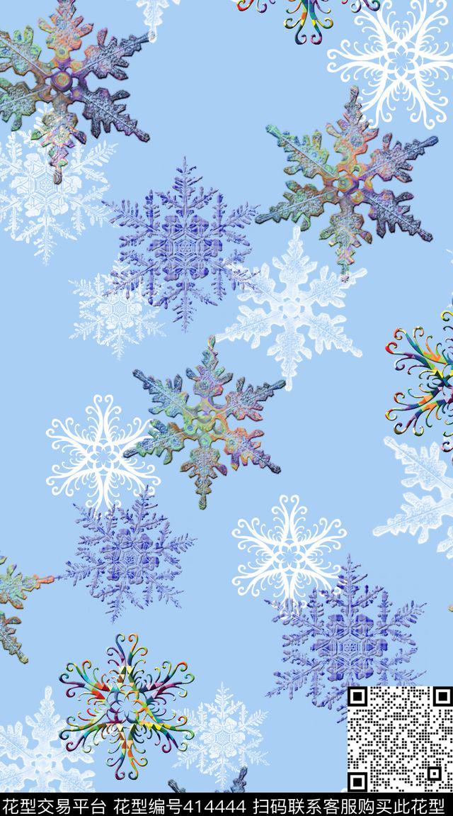 时尚清新雪花数码印花华亿平台下载（图片编号: 414444） - 瓦栏（Walan）