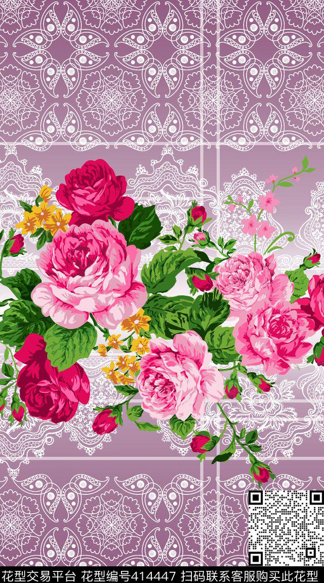 花朵花卉清新传统印花华亿平台下载（图片编号: 414447） - 瓦栏（Walan）