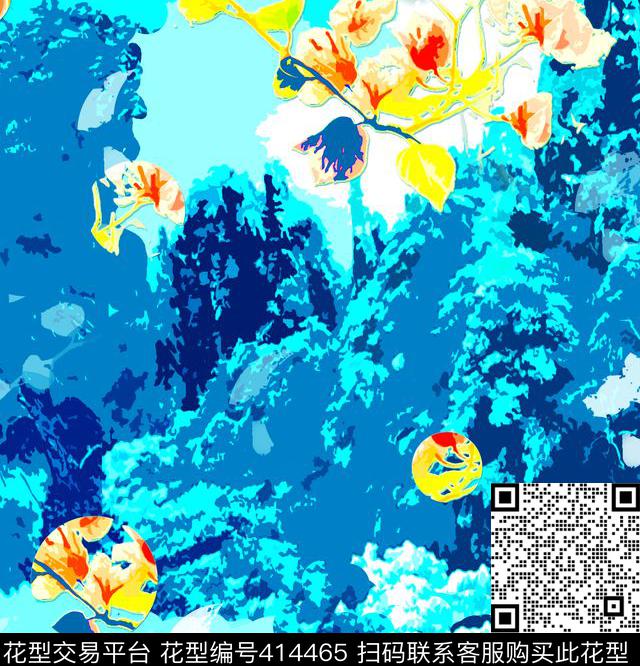 简约蓝色山水传统印花华亿平台下载（图片编号: 414465） - 瓦栏（Walan）