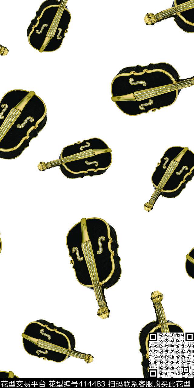 吉他时尚传统印花华亿平台下载（图片编号: 414483） - 瓦栏（Walan）