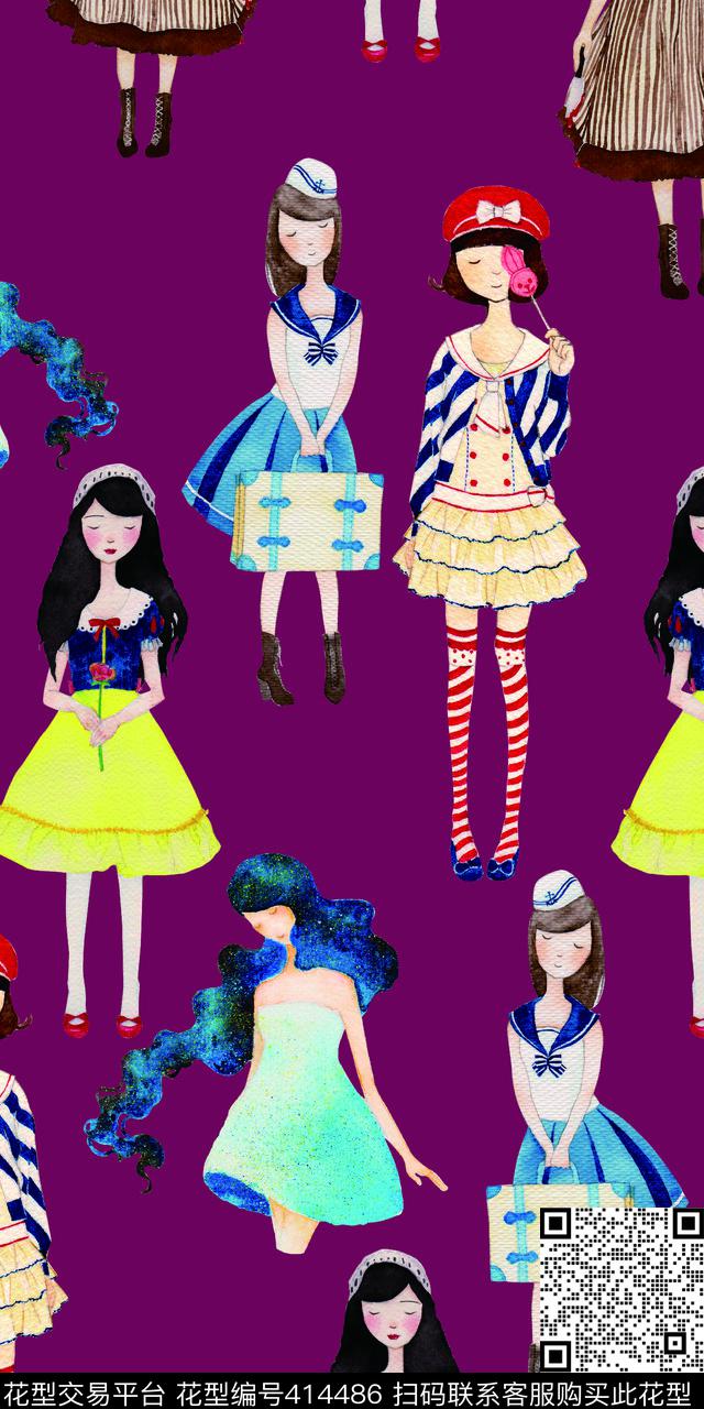 时尚人物数码印花华亿平台下载（图片编号: 414486） - 瓦栏（Walan）