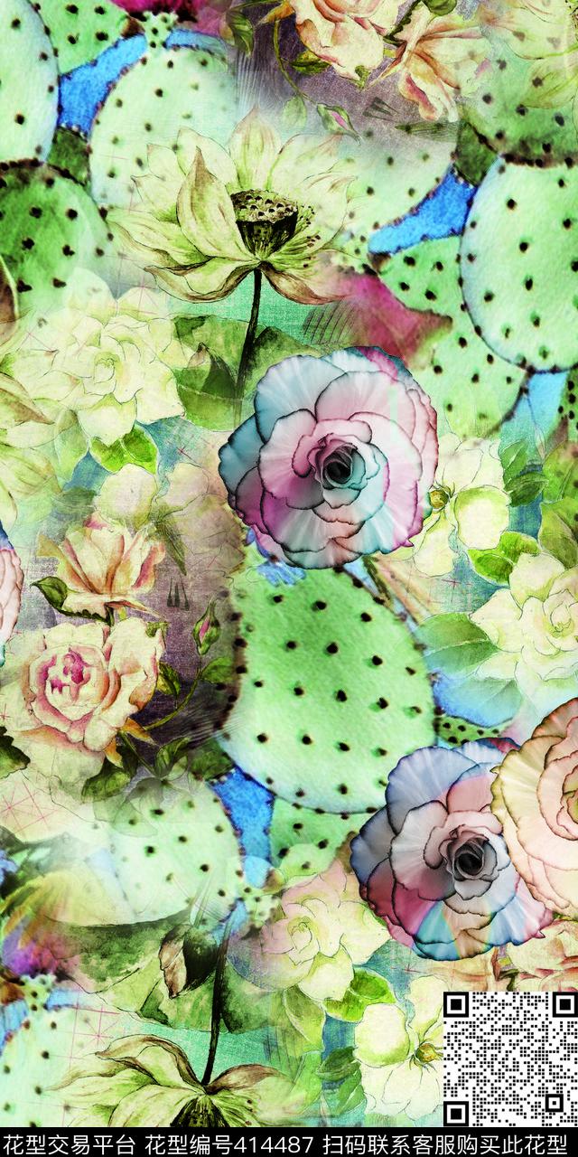 时尚花数码印花华亿平台下载（图片编号: 414487） - 瓦栏（Walan）