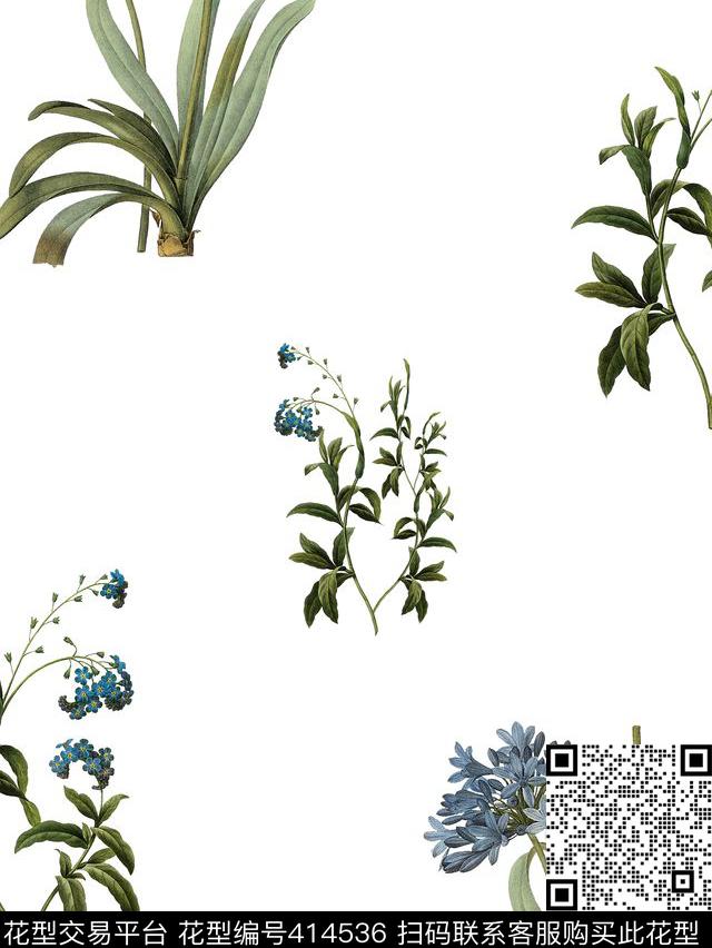 简约花卉手绘数码印花华亿平台下载（图片编号: 414536） - 瓦栏（Walan）