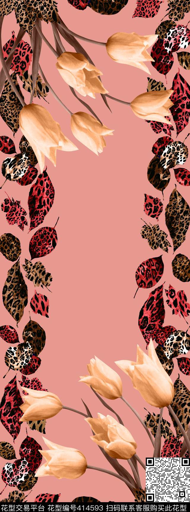 时尚阿拉伯花卉叶子传统印花华亿平台下载（图片编号: 414593） - 瓦栏（Walan）