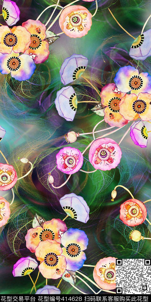 数码小花艺彩——绚丽数码风数码印花华亿平台下载（图片编号: 414628） - 瓦栏（Walan）