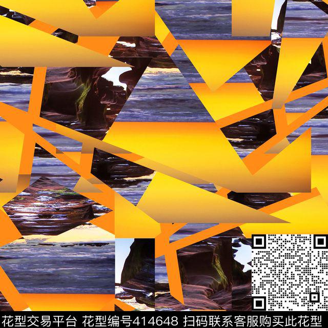 风景复古几何数码印花华亿平台下载（图片编号: 414648） - 瓦栏（Walan）