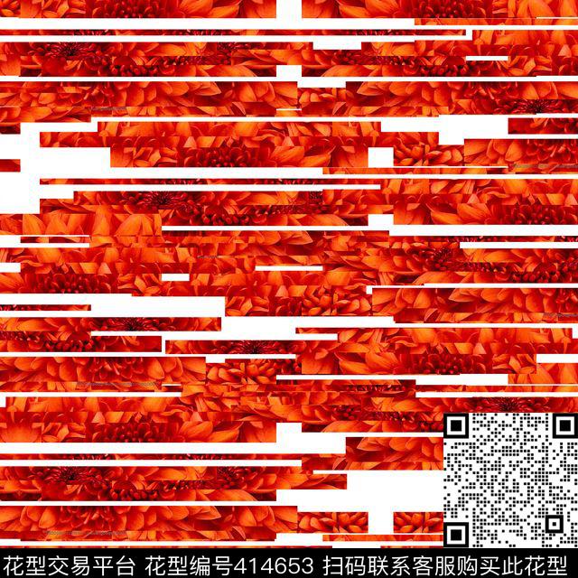 潮流花朵几何数码印花华亿平台下载（图片编号: 414653） - 瓦栏（Walan）