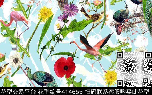 玫瑰个性时尚混搭数码印花华亿平台下载（图片编号: 414655） - 瓦栏（Walan）