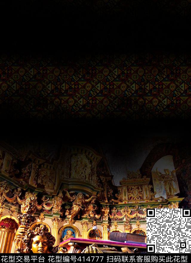 复古欧式建筑数码印花华亿平台下载（图片编号: 414777） - 瓦栏（Walan）