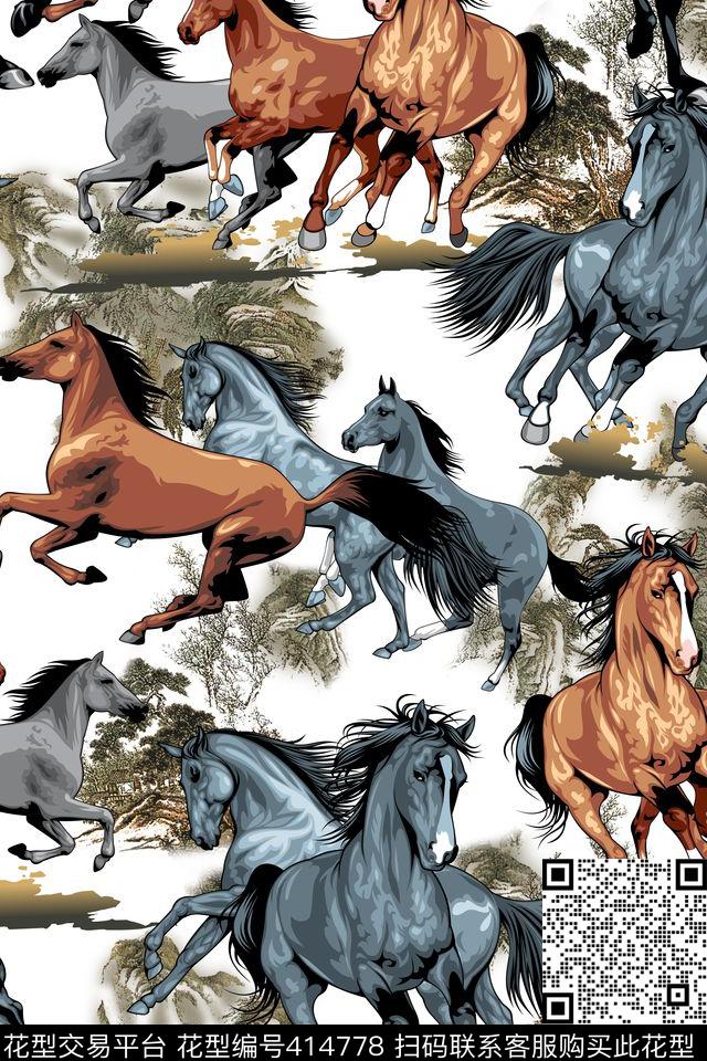 流行时尚马古典中国风数码印花华亿平台下载（图片编号: 414778） - 瓦栏（Walan）