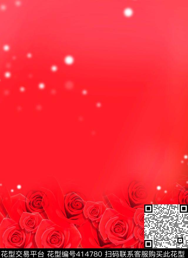 花卉玫瑰文艺潮流数码印花华亿平台下载（图片编号: 414780） - 瓦栏（Walan）