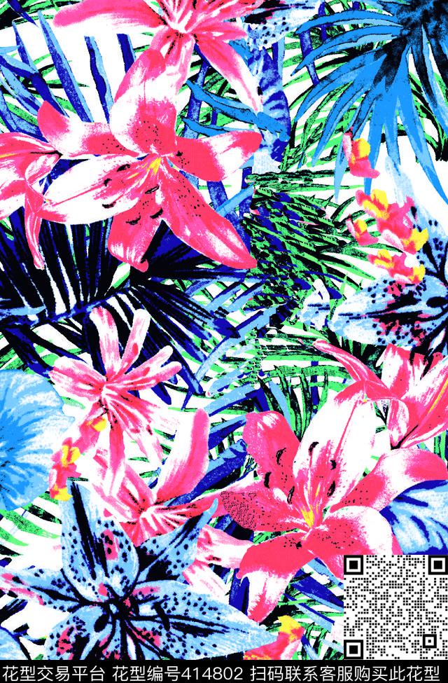 田园花卉植物传统印花华亿平台下载（图片编号: 414802） - 瓦栏（Walan）