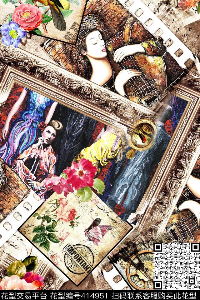 抽象油画相框数码印花华亿平台下载（图片编号: 414951） - 瓦栏（Walan）