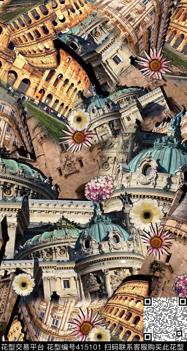 创意风景服装数码印花华亿平台下载（图片编号: 415101） - 瓦栏（Walan）