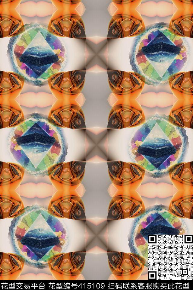 几何晕染晕彩块数码印花华亿平台下载（图片编号: 415109） - 瓦栏（Walan）