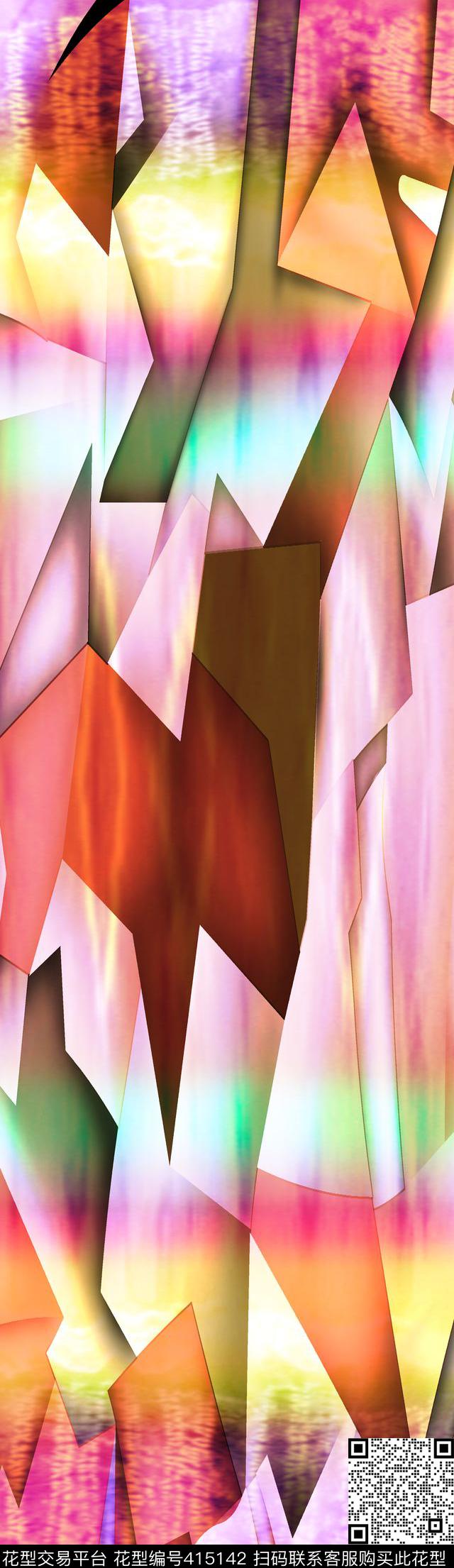 抽象花卉数码印花华亿平台下载（图片编号: 415142） - 瓦栏（Walan）