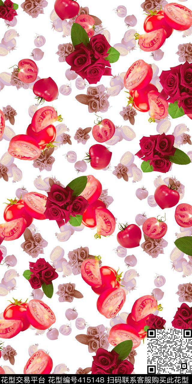 抽象花卉数码印花华亿平台下载（图片编号: 415148） - 瓦栏（Walan）