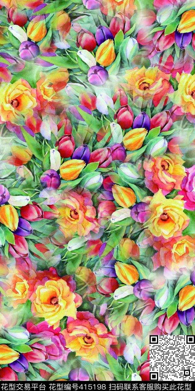 时尚花数码印花华亿平台下载（图片编号: 415198） - 瓦栏（Walan）